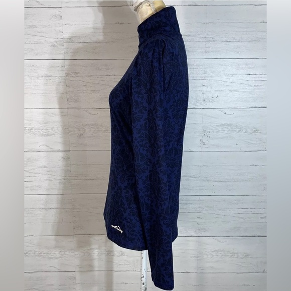 Eddie Bauer 1/4 Zip Pullover Women’s Small Paisley poly Spandex Blurple Slits - Picture 5 of 9